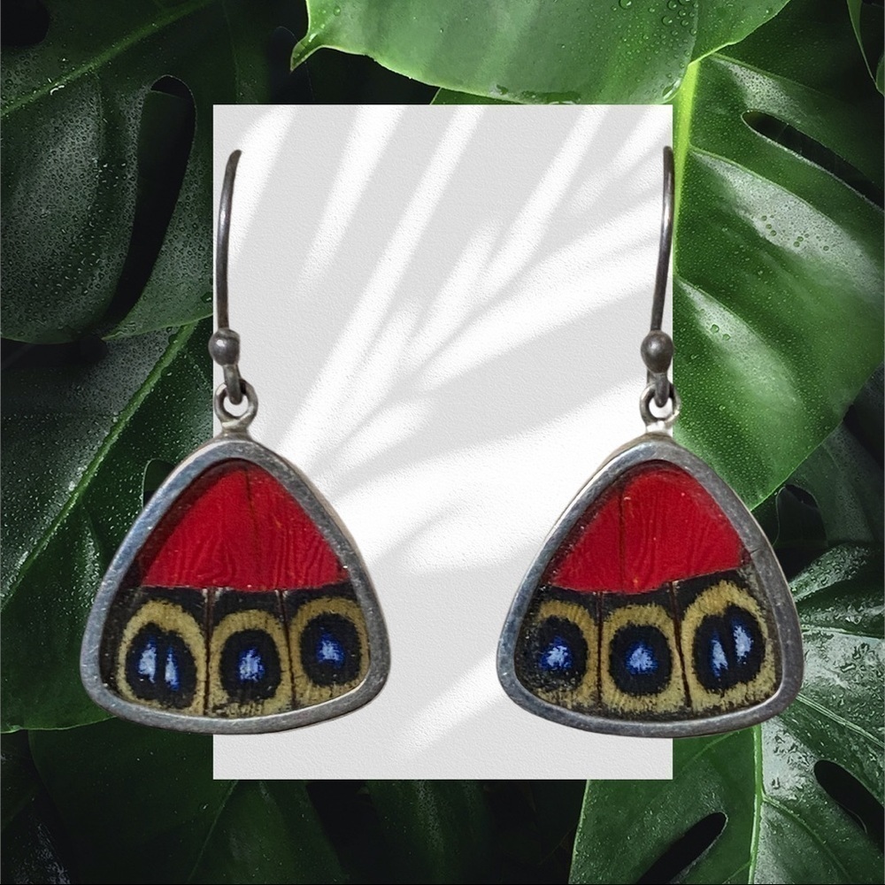 Butterfly earrings double sided Silver